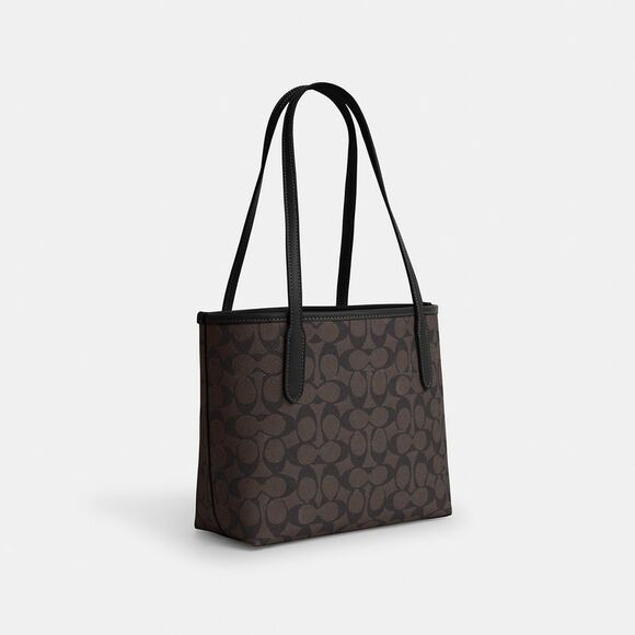 NWT Coach Outlet Small City Tote Bag In Signature Canvas - Picture 2 of 5